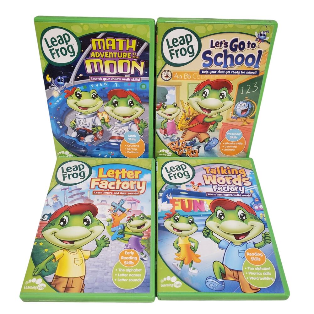 Leap Frog Educational DVDs Math Letter Factory Talking Words Home School Teacher